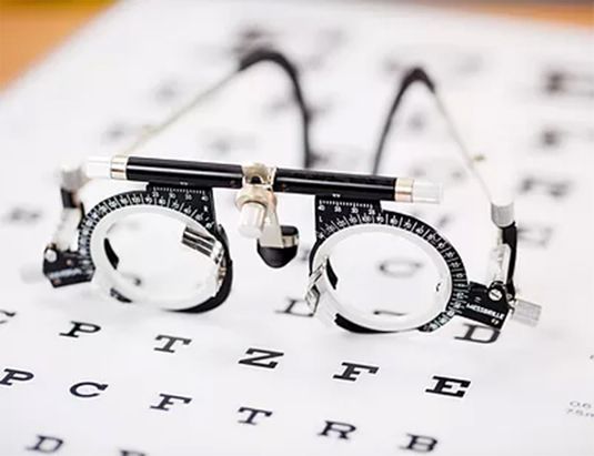 eye test glasses on eye test
