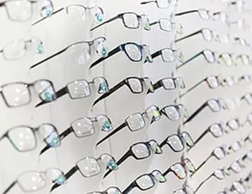 glasses on display wall