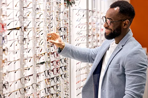 glasses on display wall